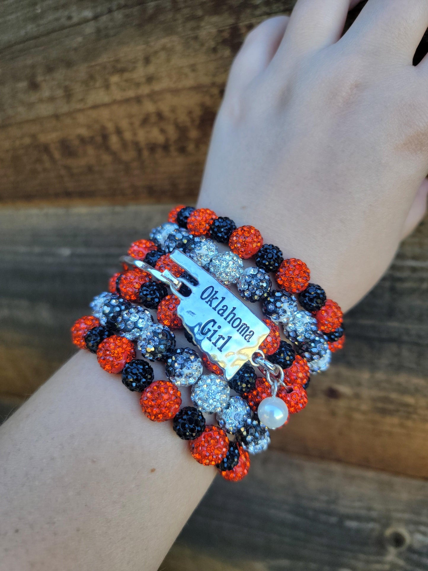 Sparkle Bracelet - 10mm Orange & 8mm Black