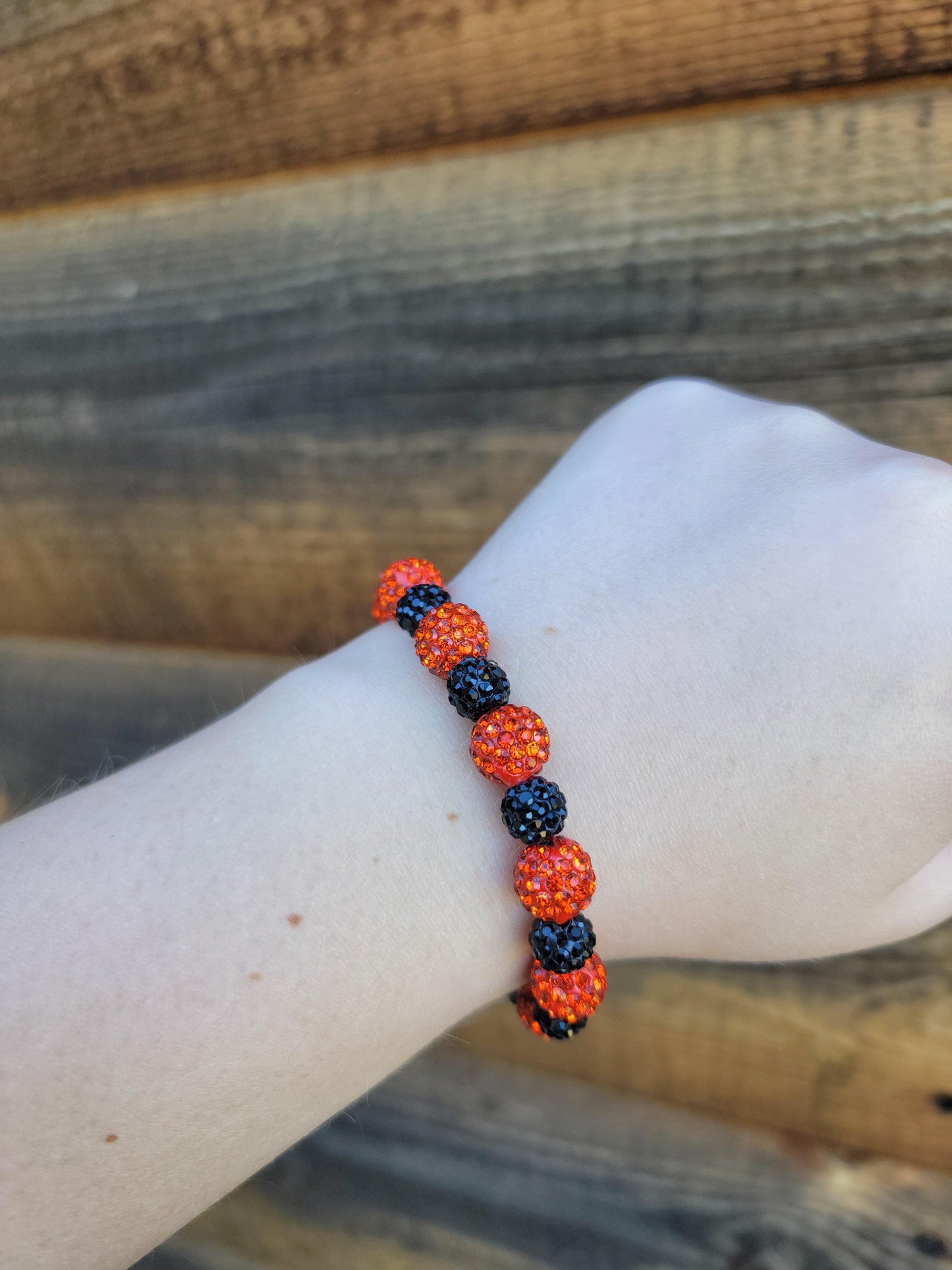 Sparkle Bracelet - 10mm Orange & 8mm Black