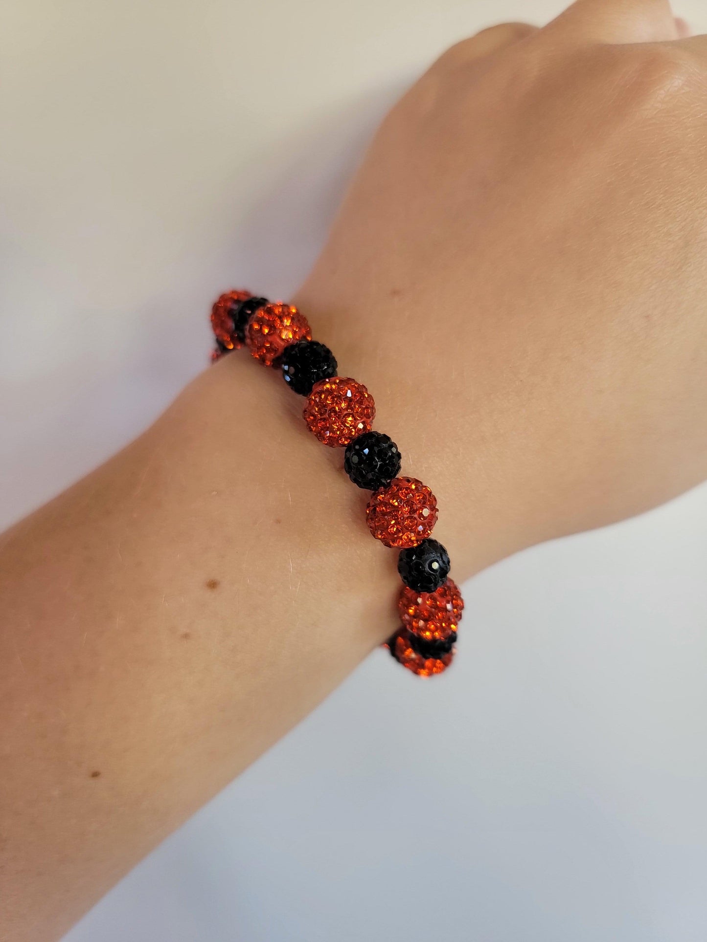 Sparkle Bracelet - 10mm Orange & 8mm Black