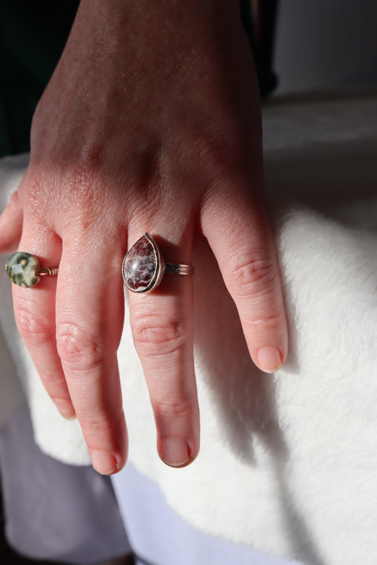Teardrop Ring - Crazy Lace Agate - .925 Sterling Silver - One-Of-A-Kind