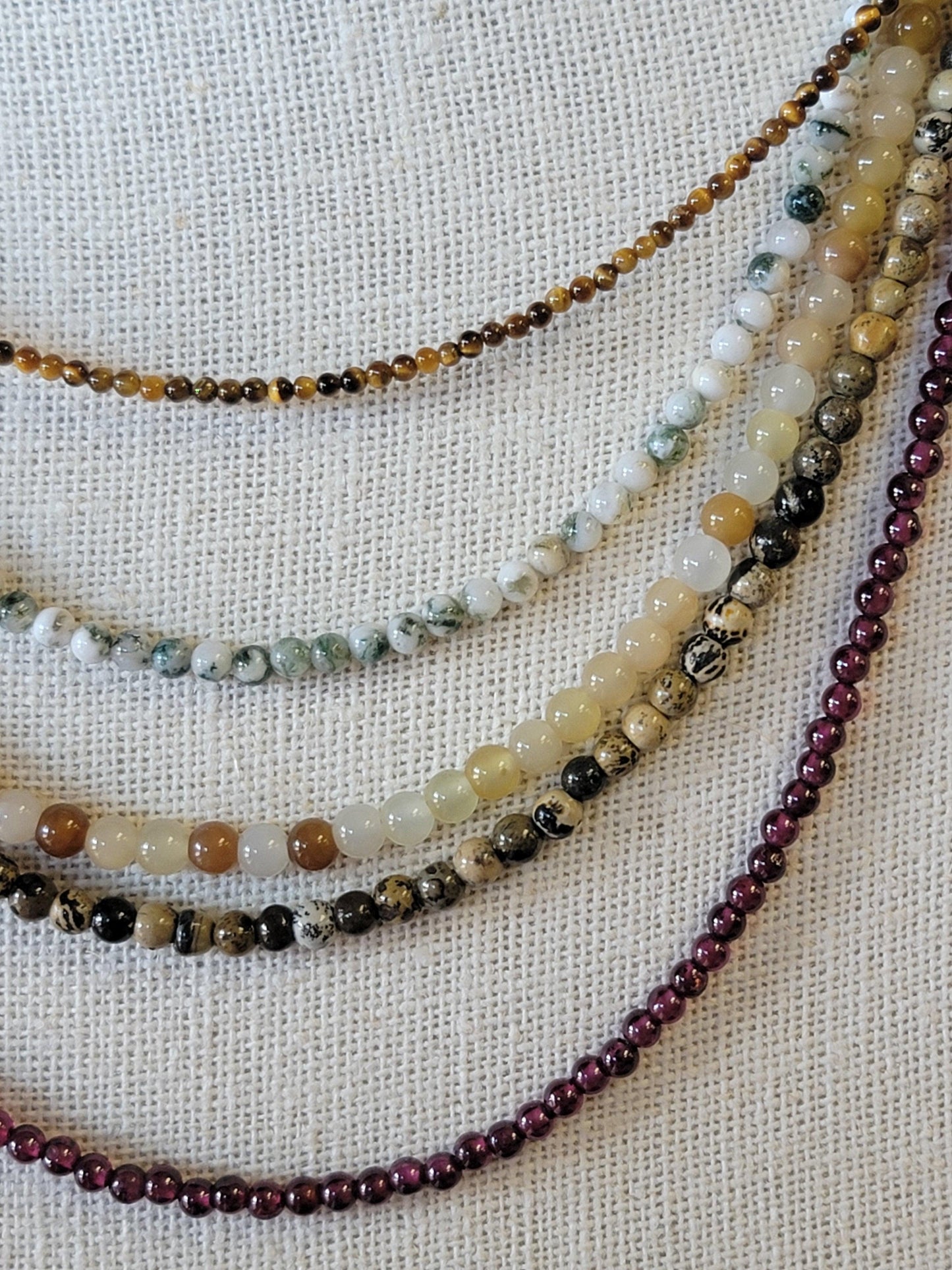 Round Stone Bead Necklace - .925 Sterling Silver Clasp - Made to Order