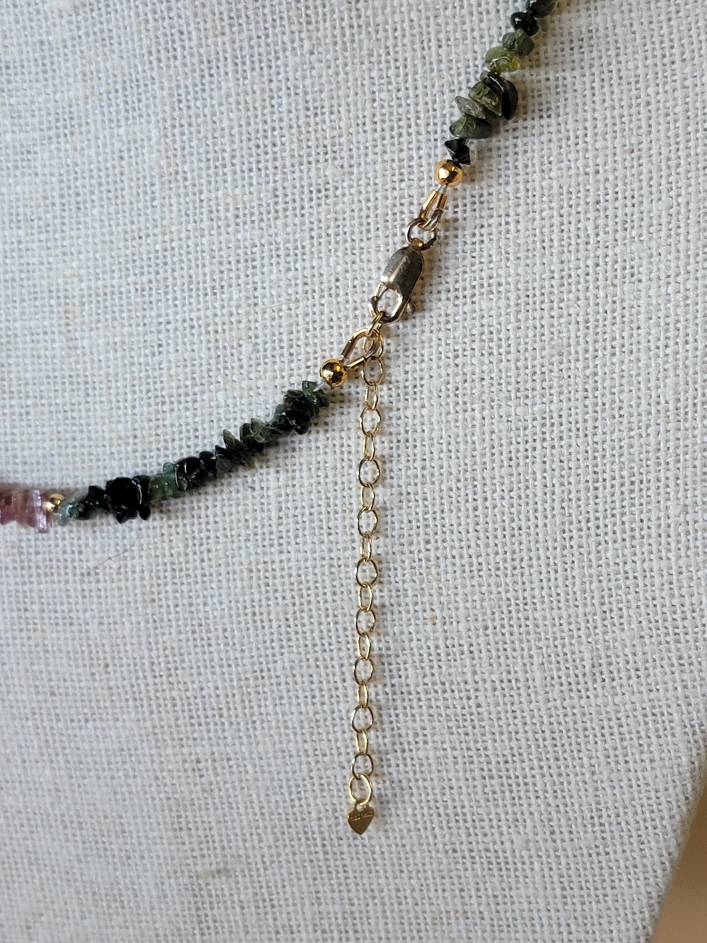Watermelon Tourmaline Chip Necklace - 14kt Gold-Filled or .925 Sterling Silver