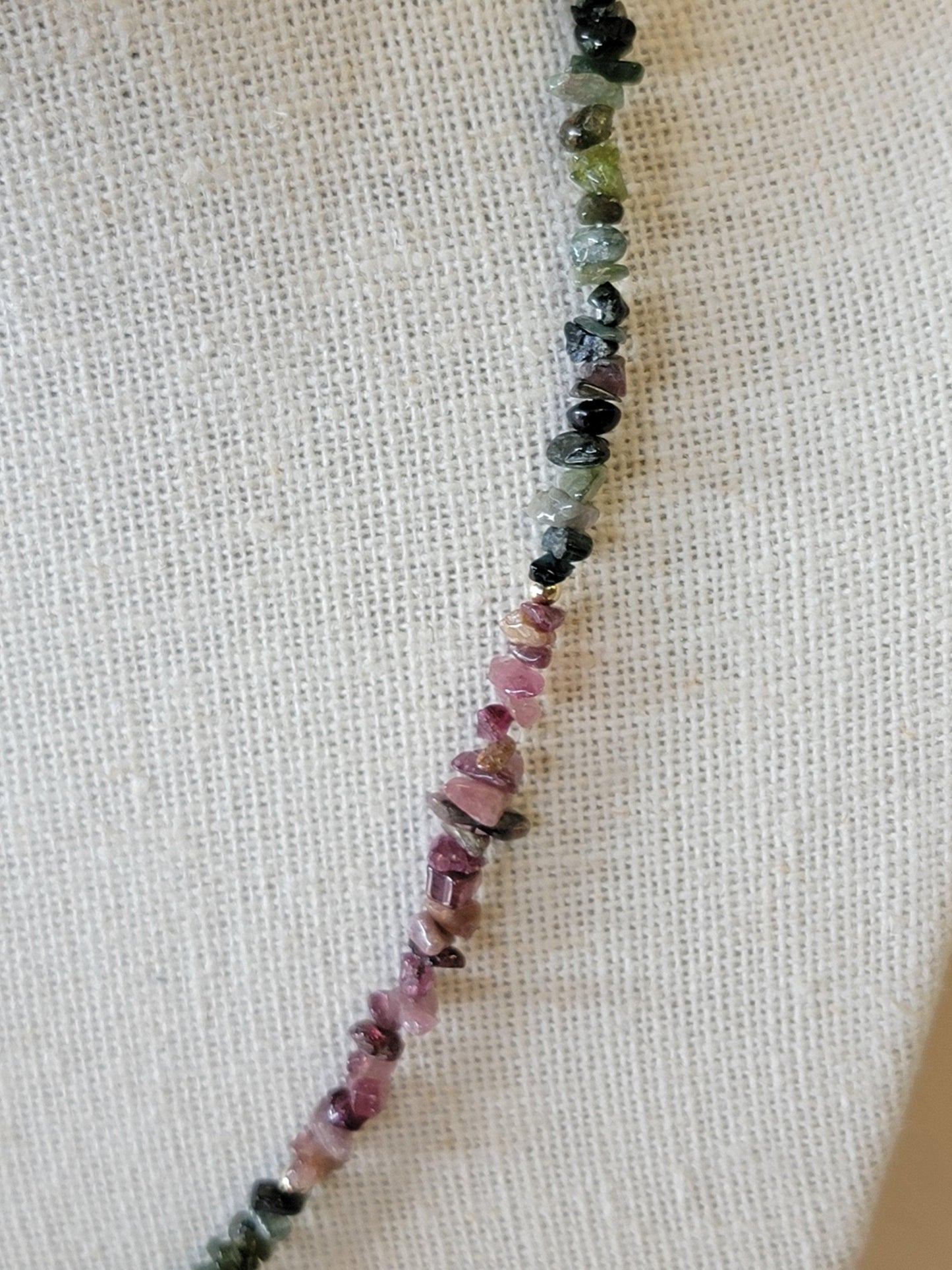 Watermelon Tourmaline Chip Necklace - 14kt Gold-Filled or .925 Sterling Silver