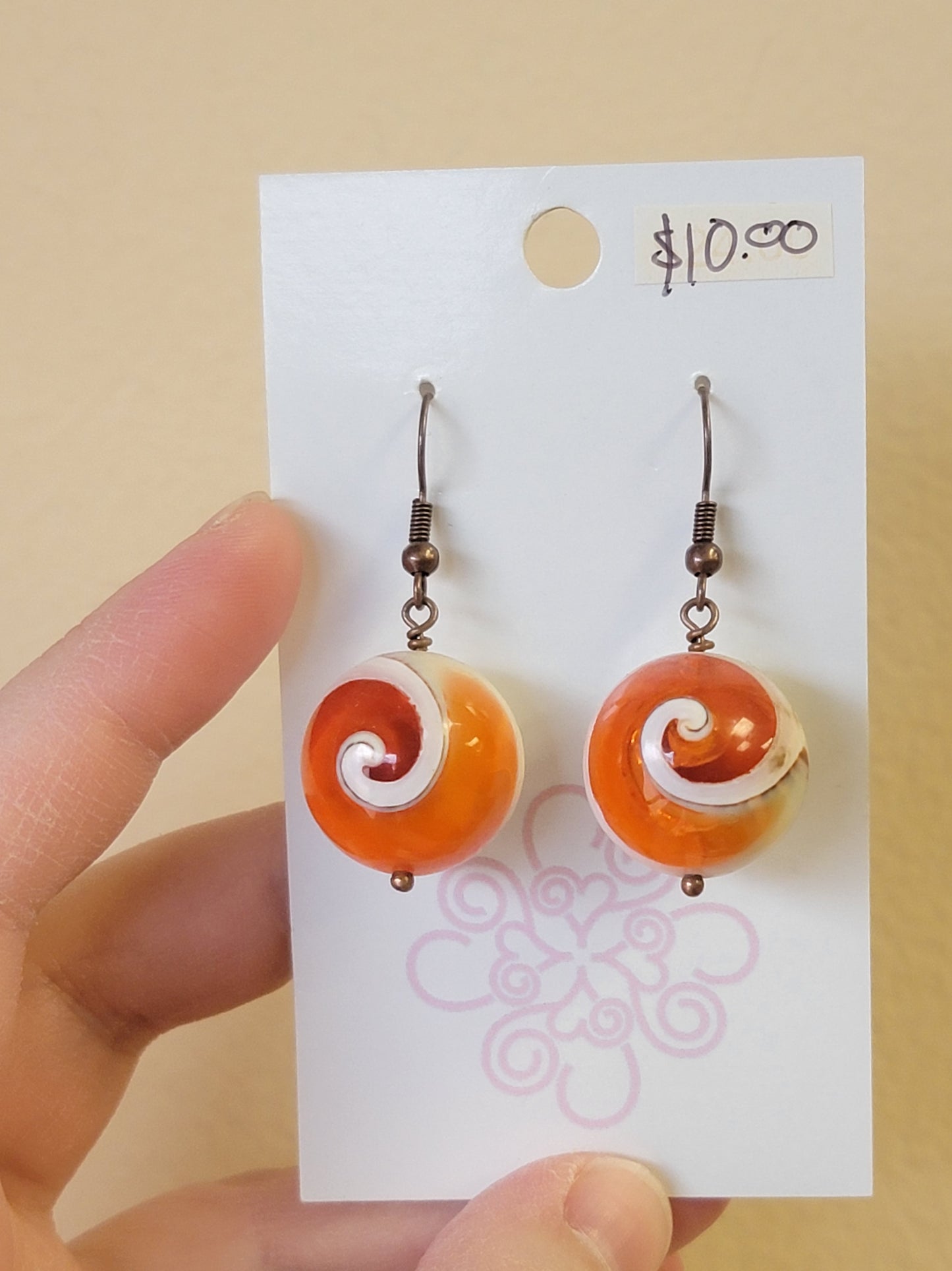 Copper Round Swirl Earrings