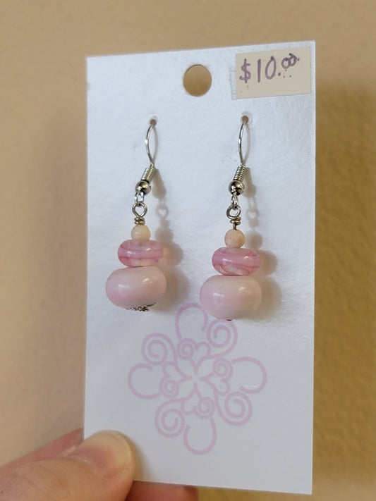 Artisan Made Glass Bead Earrings - Silver-Plated
