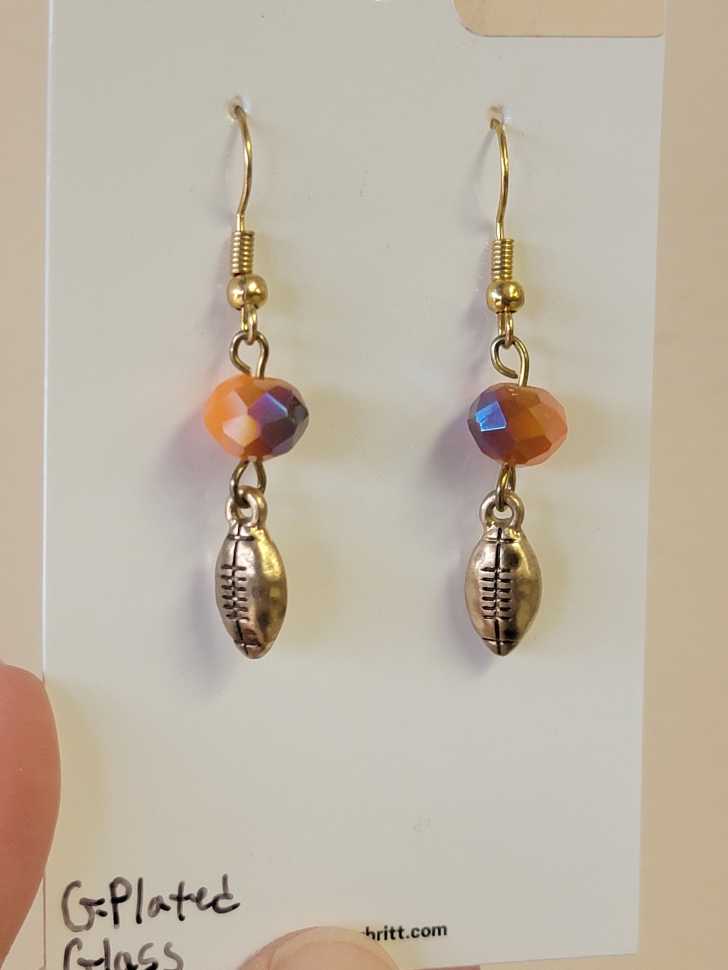 Golden Football Crystal Earrings