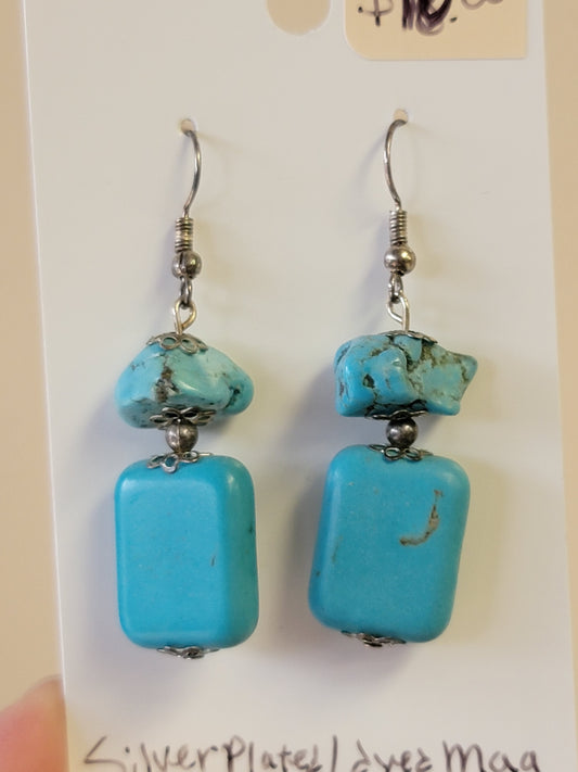 Turquoise Dangle Earrings - Silver-Plated