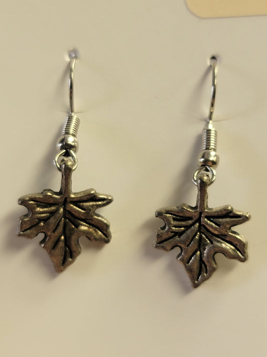 Fall Leaf Earrings - Silver-Plated