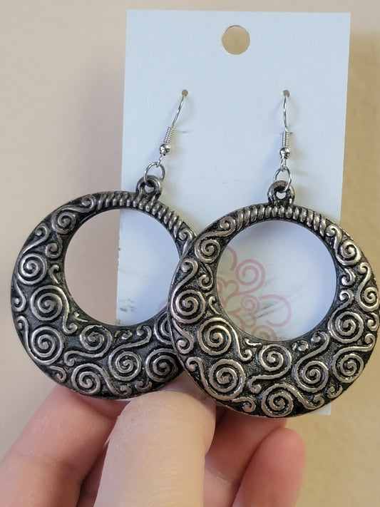 Silver Pewter Statement Earrings