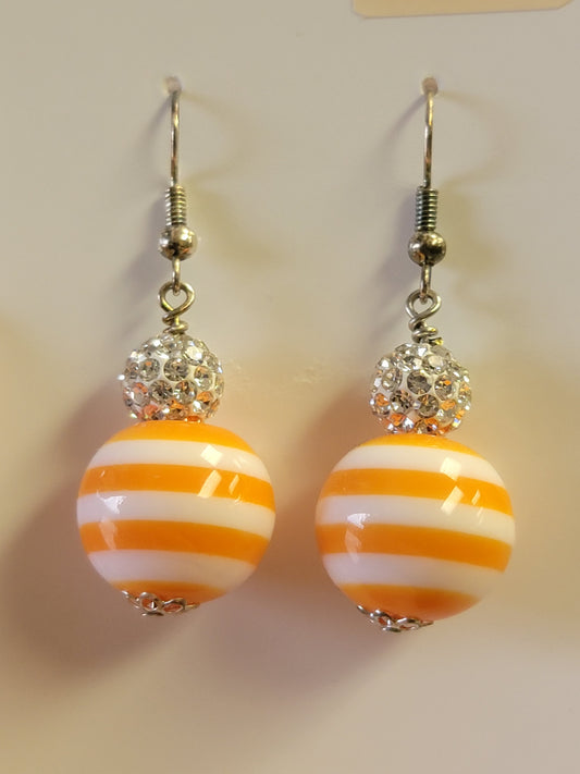 Orange & White Stripe Earrings
