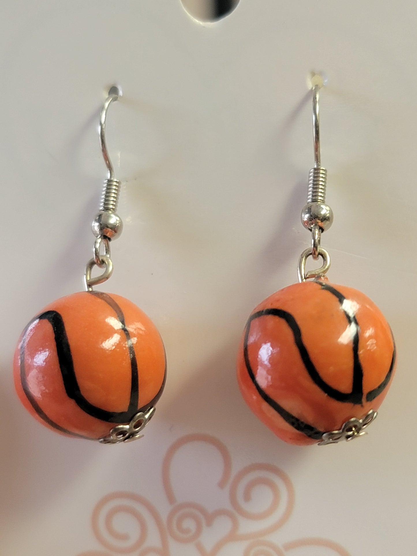Basketball Glass Bead Earrings