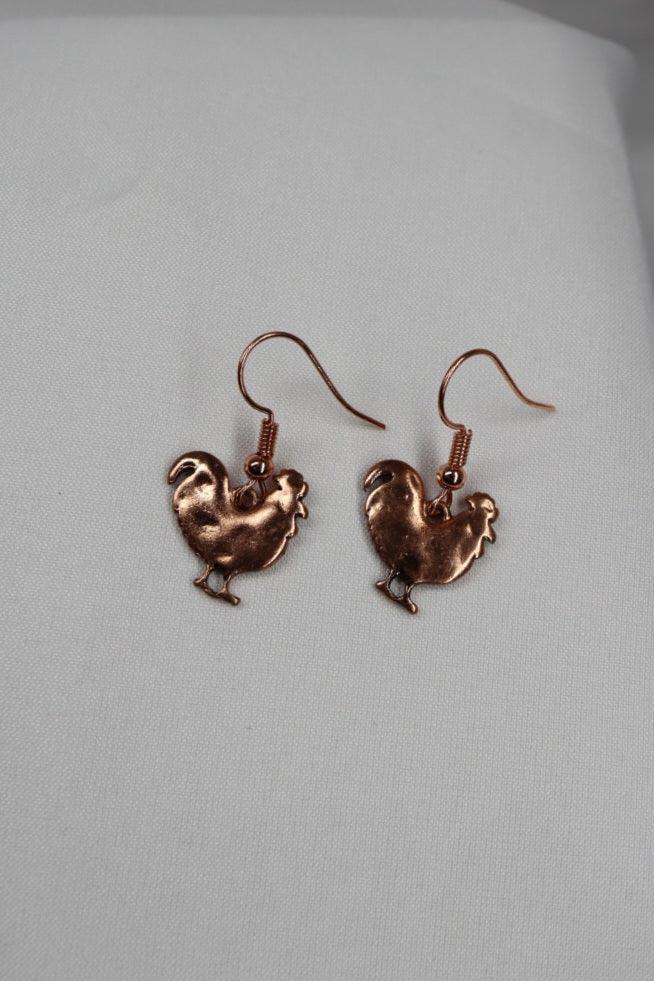 Chicken Earrings - Copper - Limited