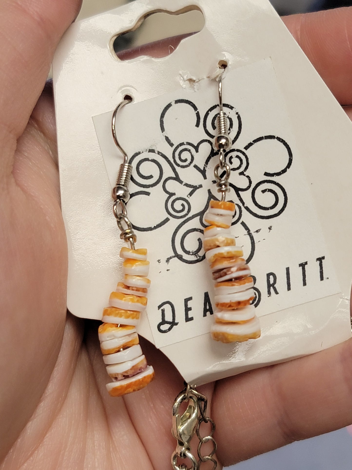 Orange Shell Necklace + Earring Set