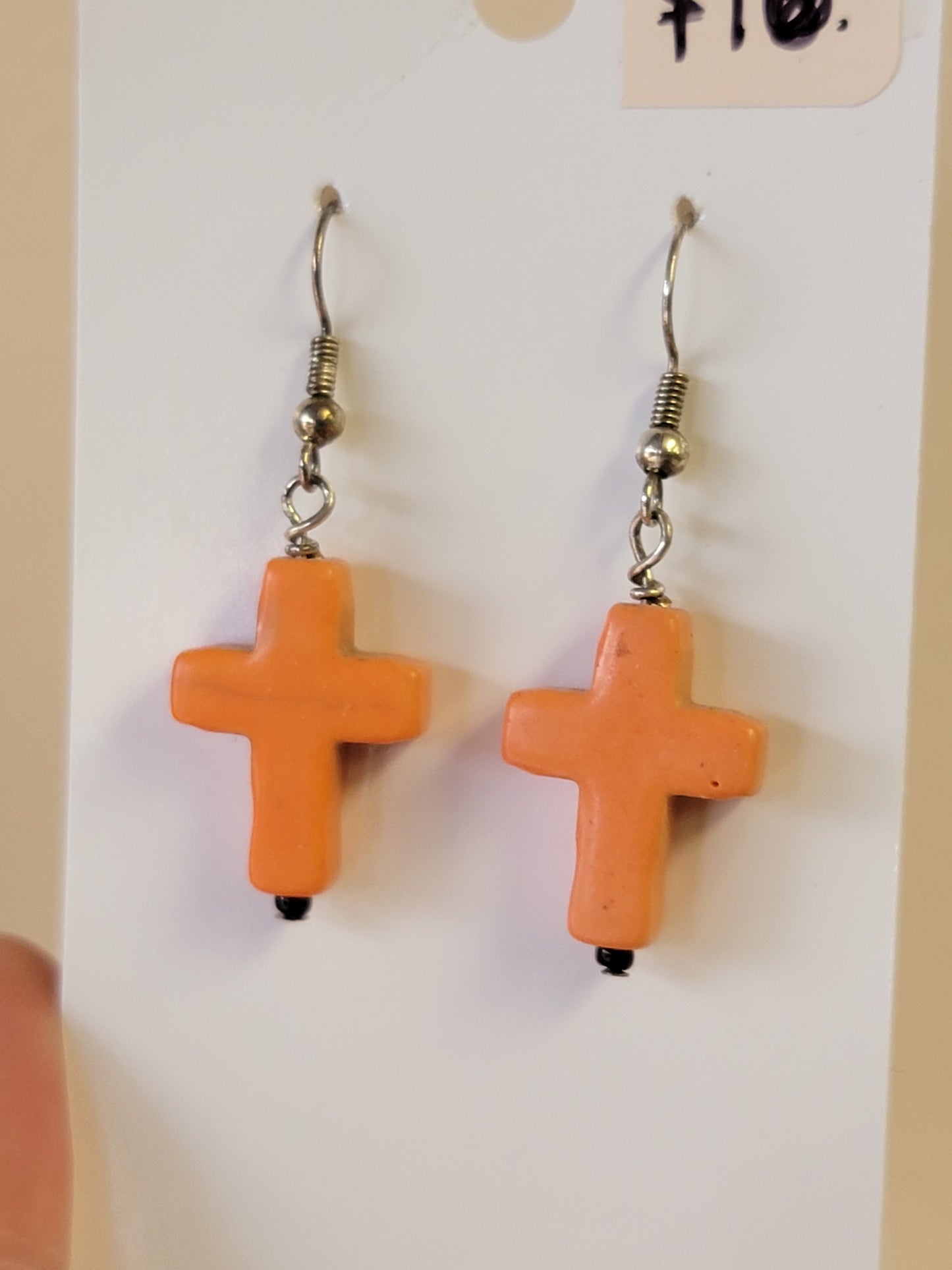Orange Cross Earrings