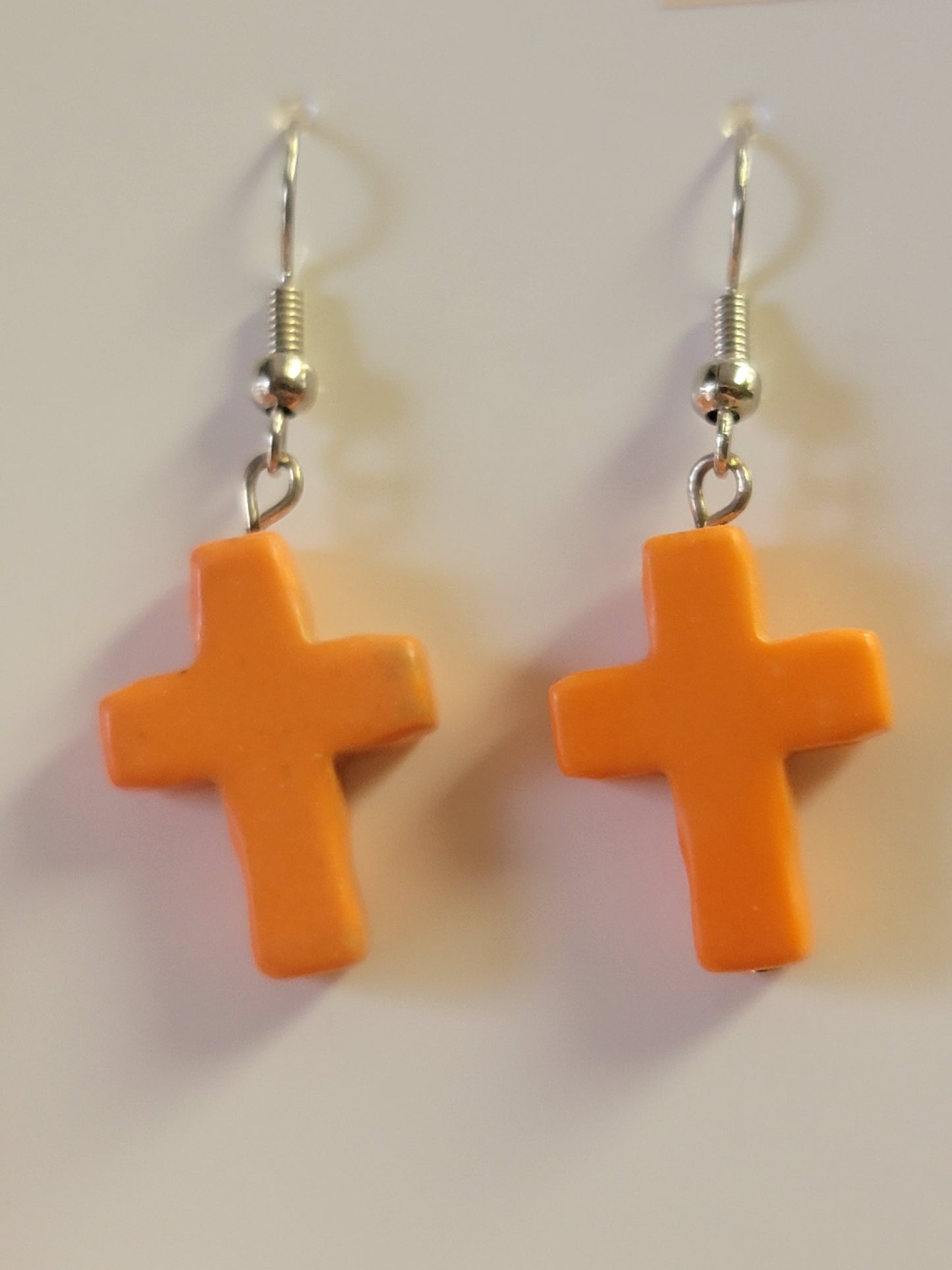 Orange Cross Earrings