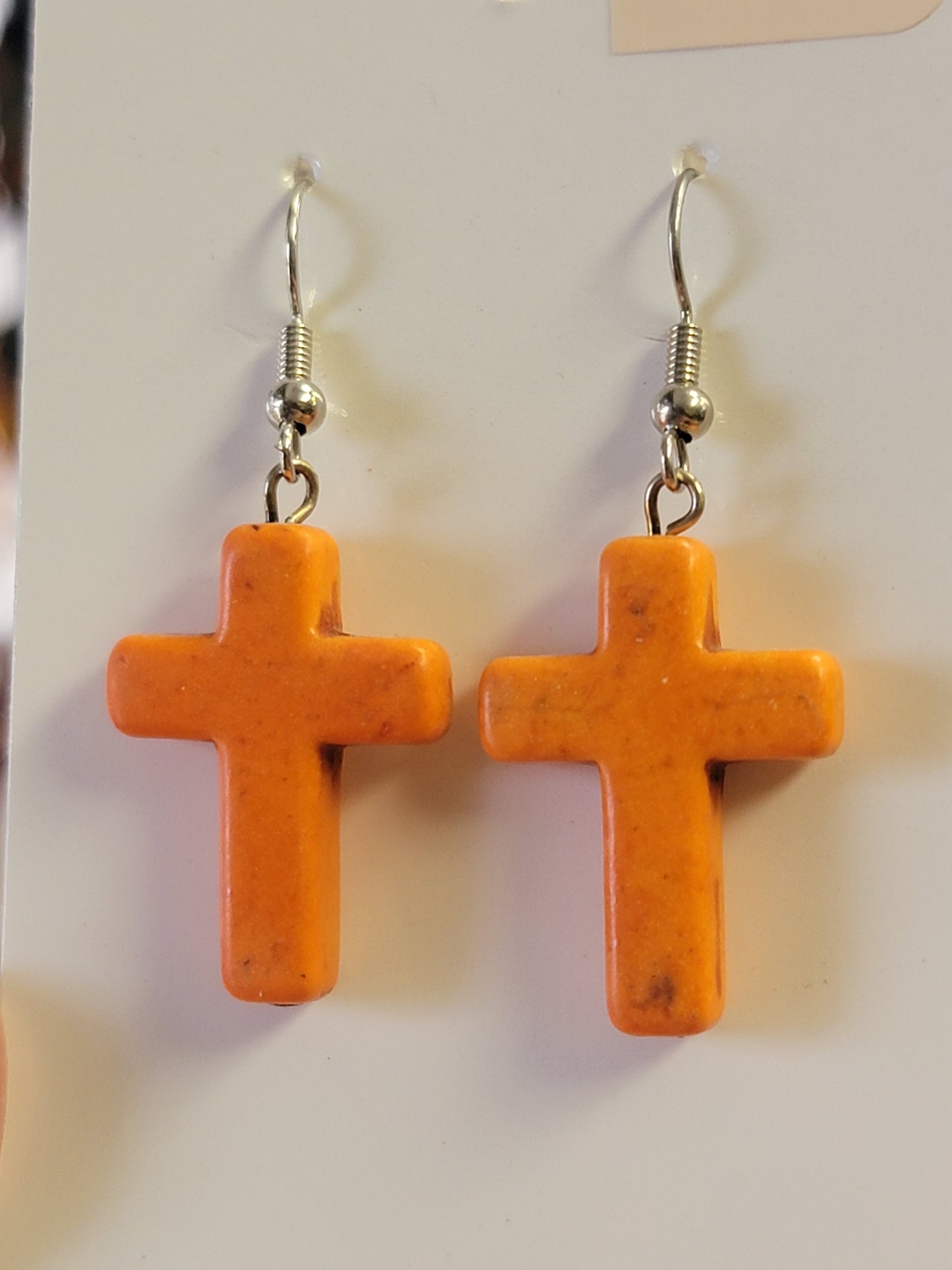 Orange Cross Earrings