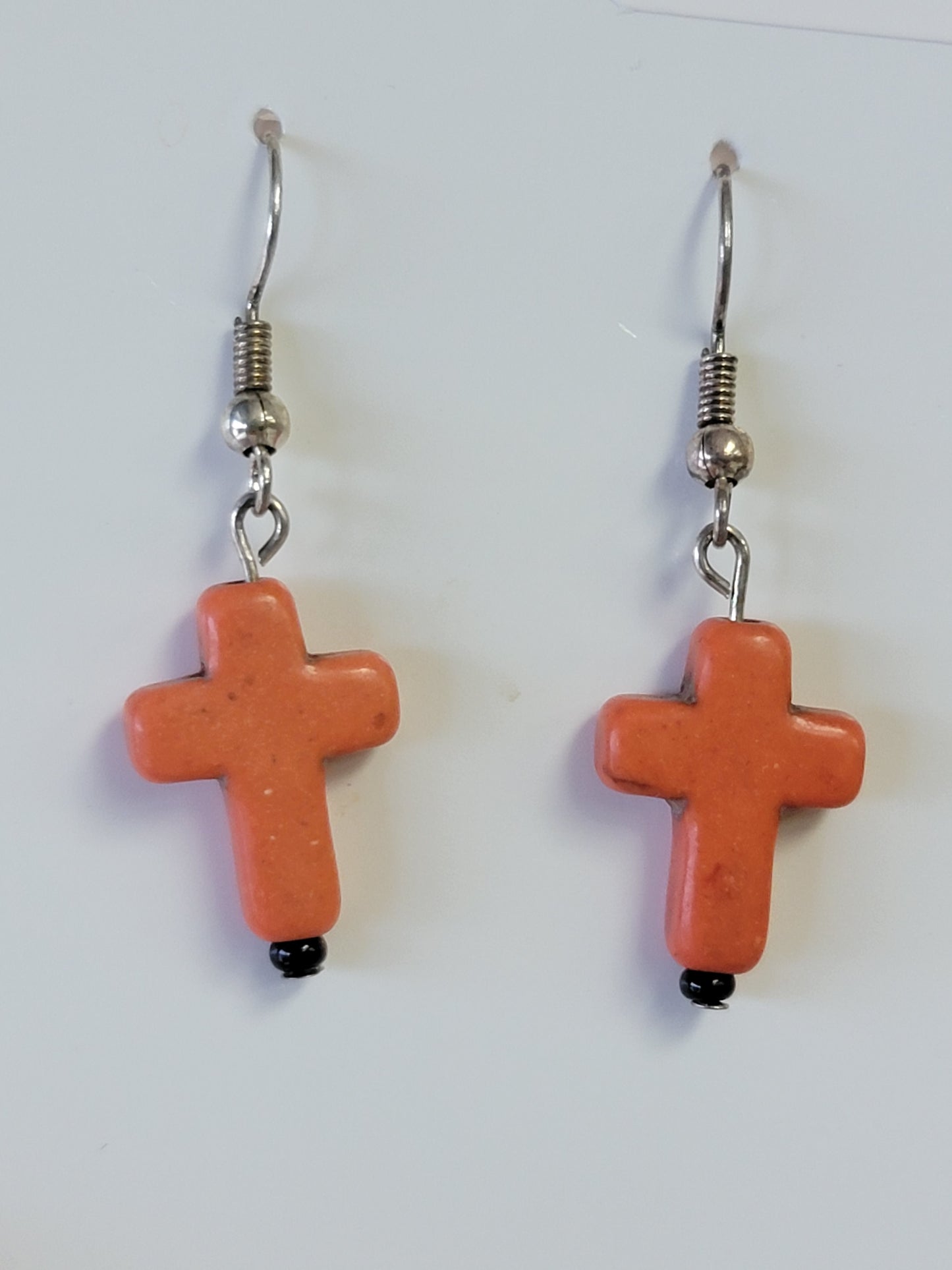 Orange Cross Earrings
