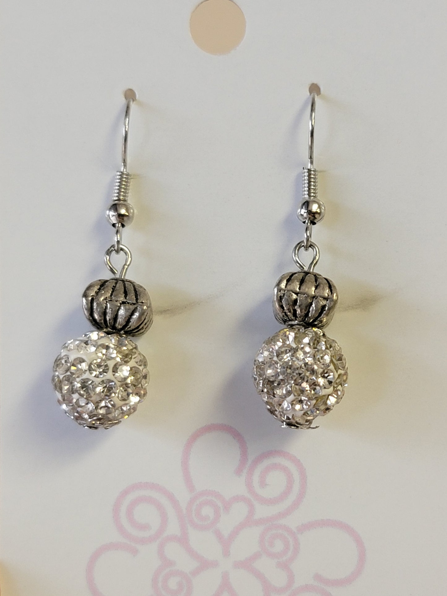 White Sparkle & Silver Earrings