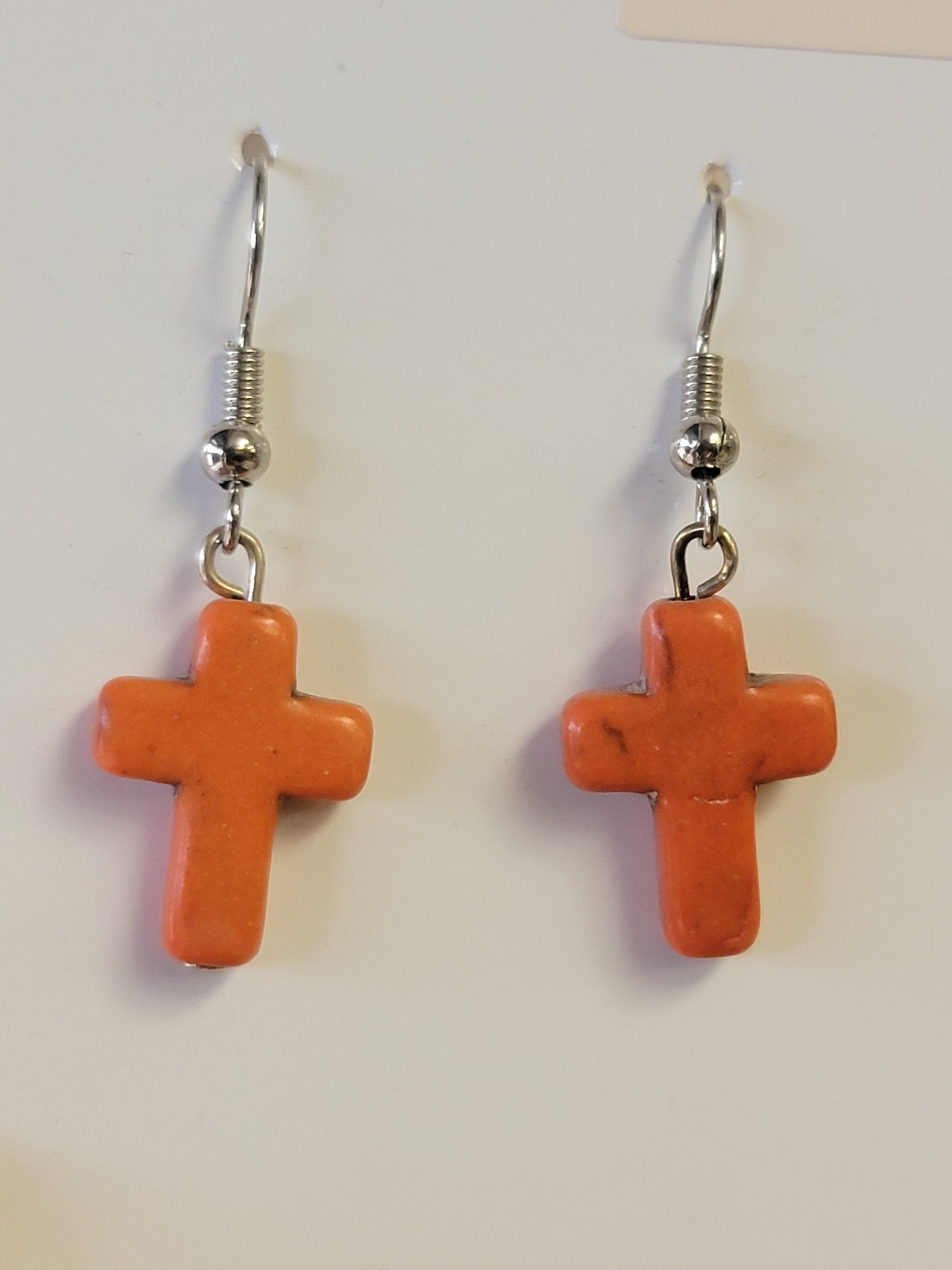Orange Cross Earrings