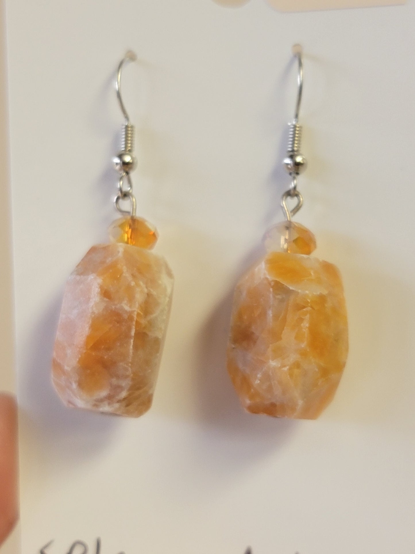 Orange Quarts Stone Earrings - One of a kind