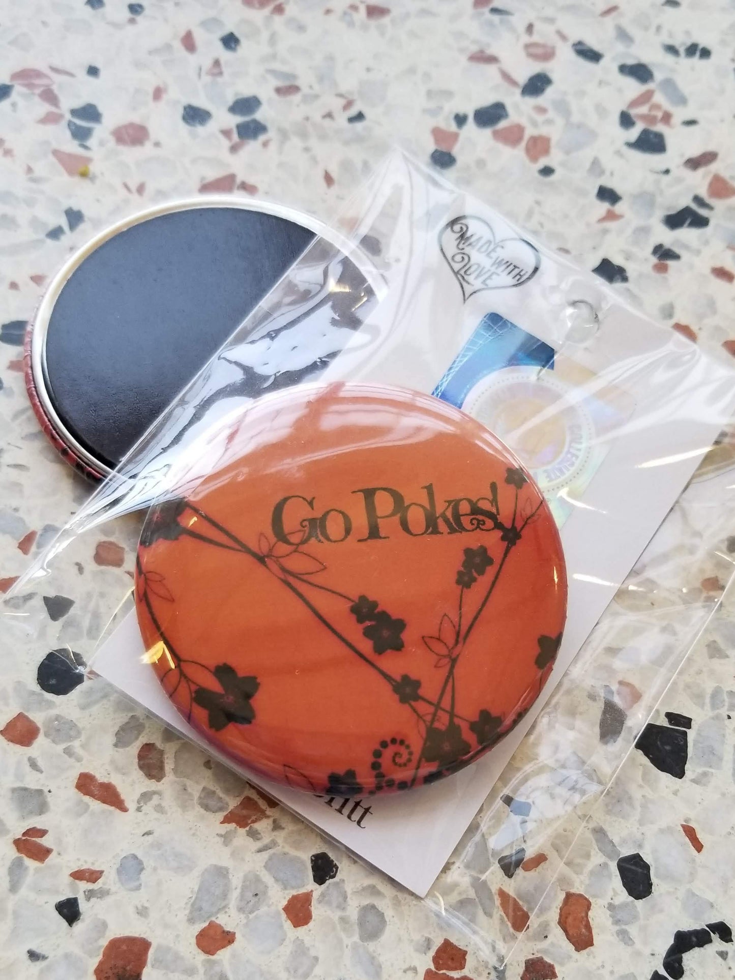 Go Pokes! Floral Pin/Magnet - DearBritt
