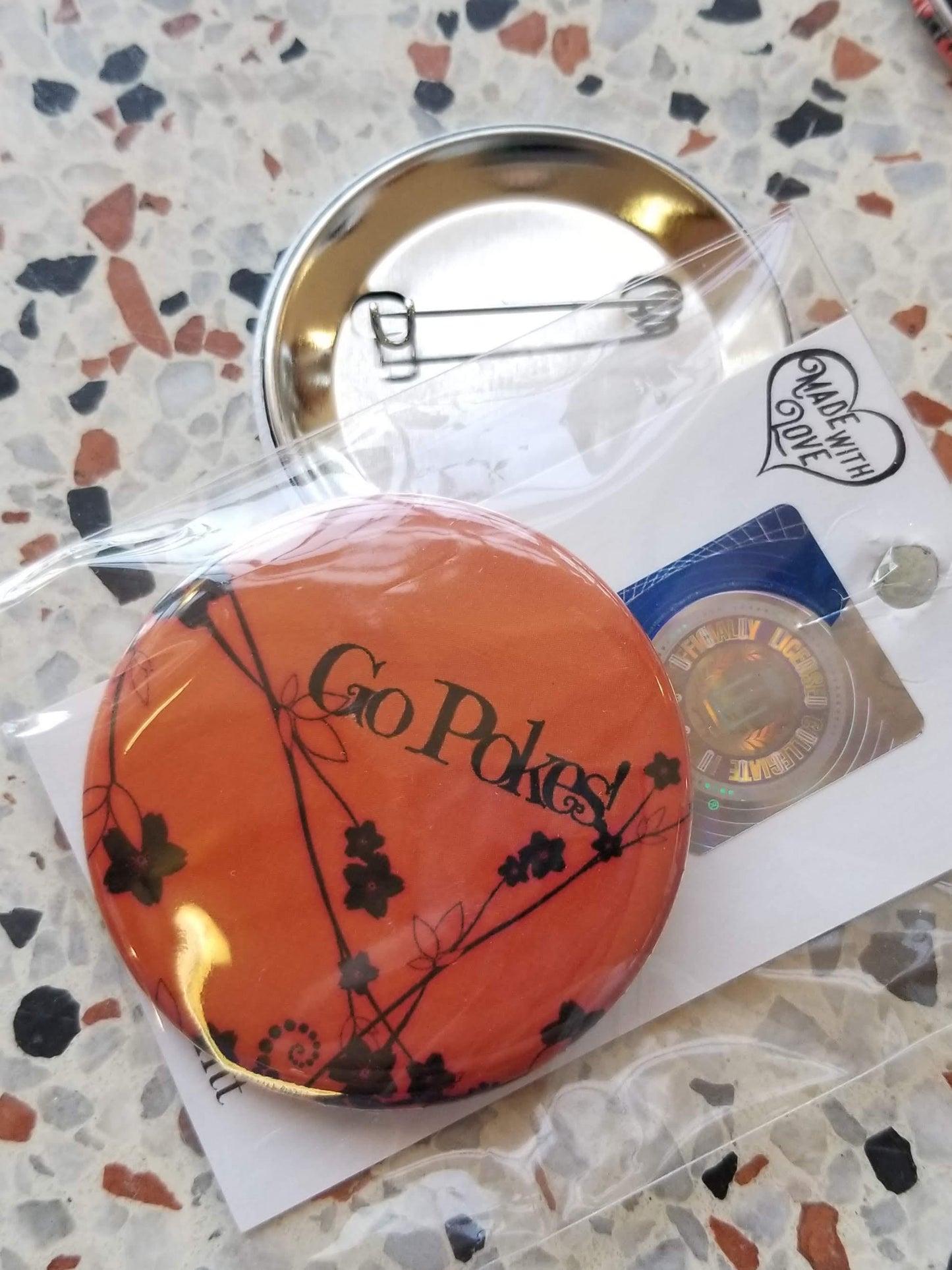 Go Pokes! Floral Pin/Magnet - DearBritt
