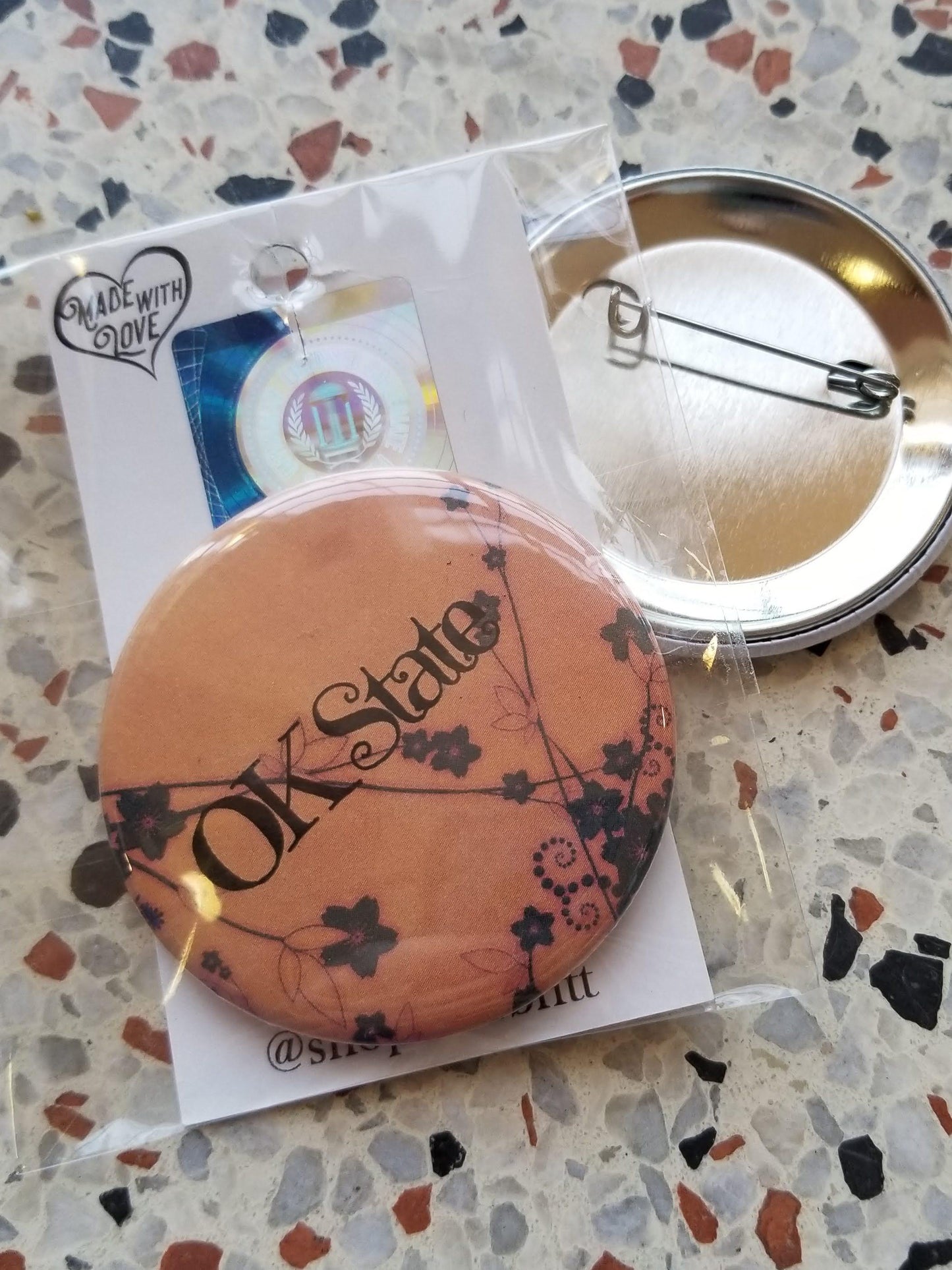 OK State floral Pin/Magnet - DearBritt