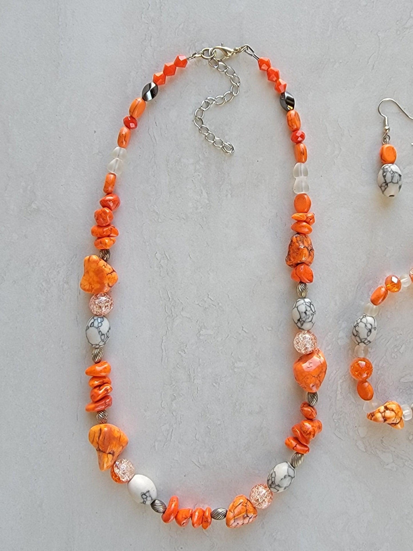 Orange & Gray Stone Earrings