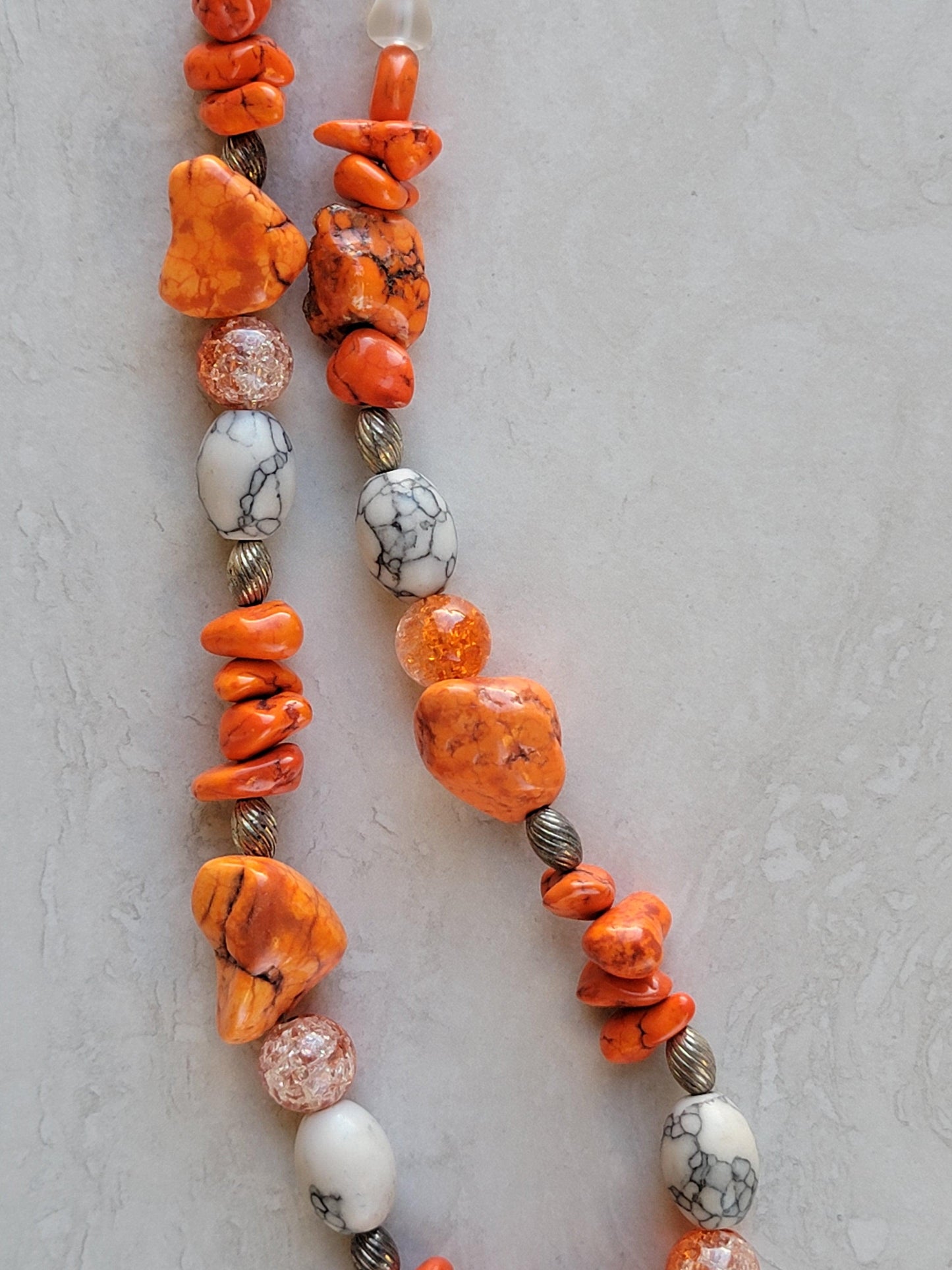 Orange & Gray Stone Necklace