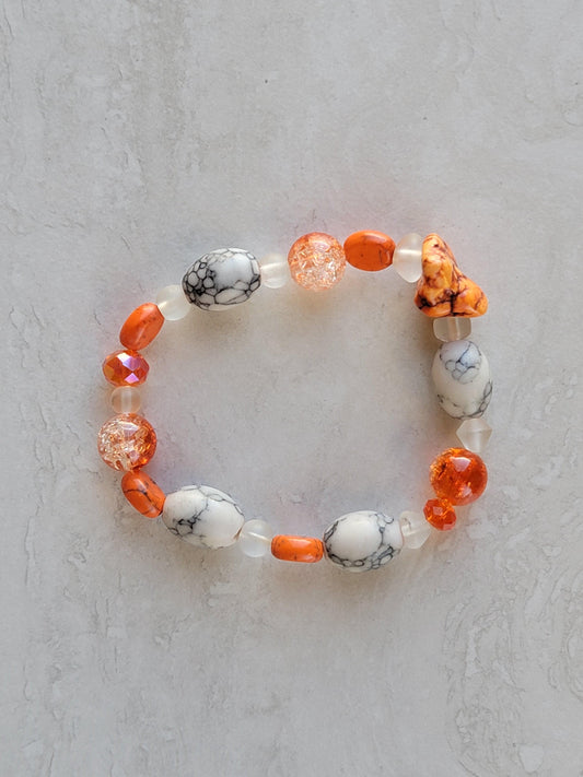 Orange & Gray Stone Bracelet