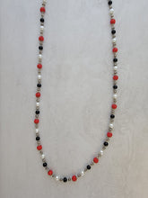 Black & Red Sparkle Bead Knotted Necklace