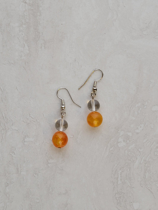 Orange Glass Earrings - One of a kind
