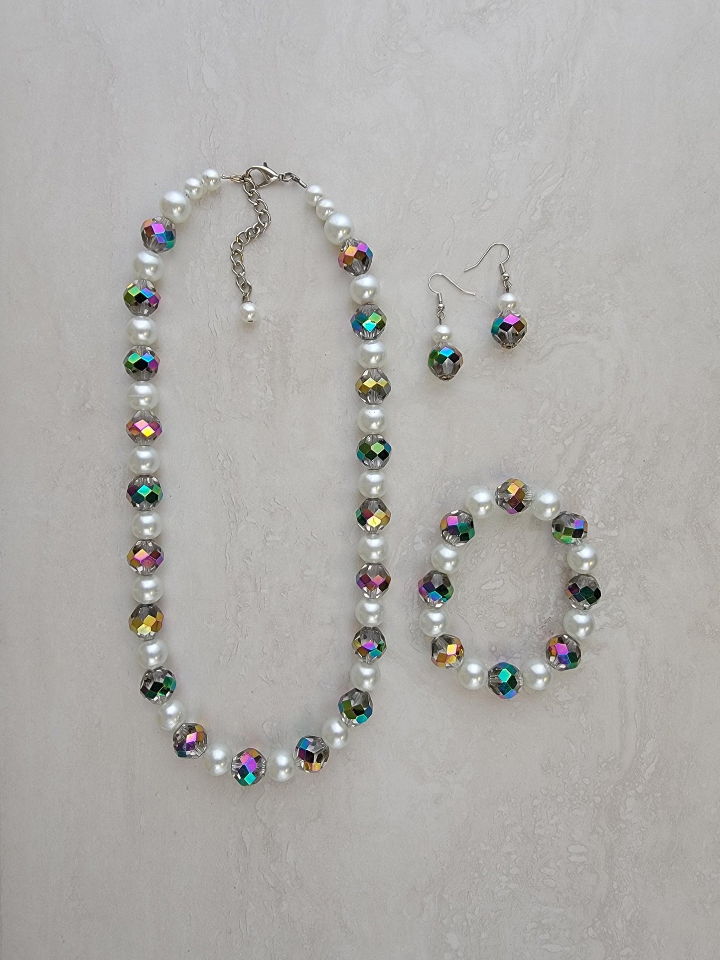 Iridescent & Pearl Necklace - One of a kind