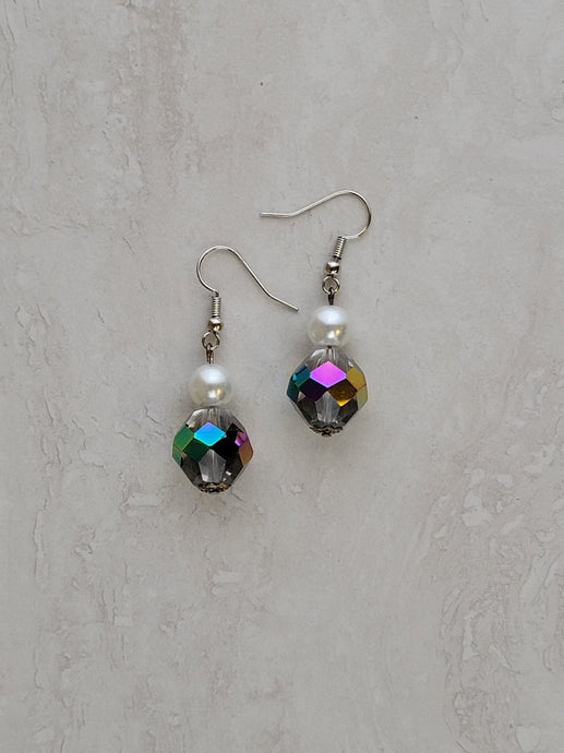Iridescent & Pearl Earrings - One of a kind