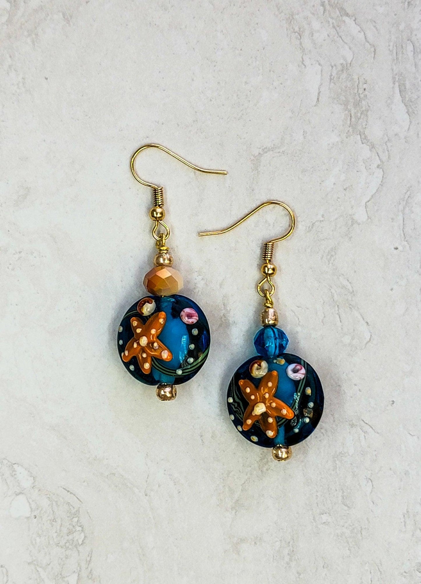 Ocean Scene Earrings - One Of A Kind