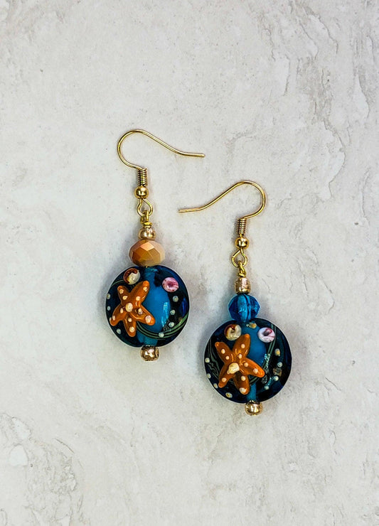 Ocean Scene Earrings - One Of A Kind