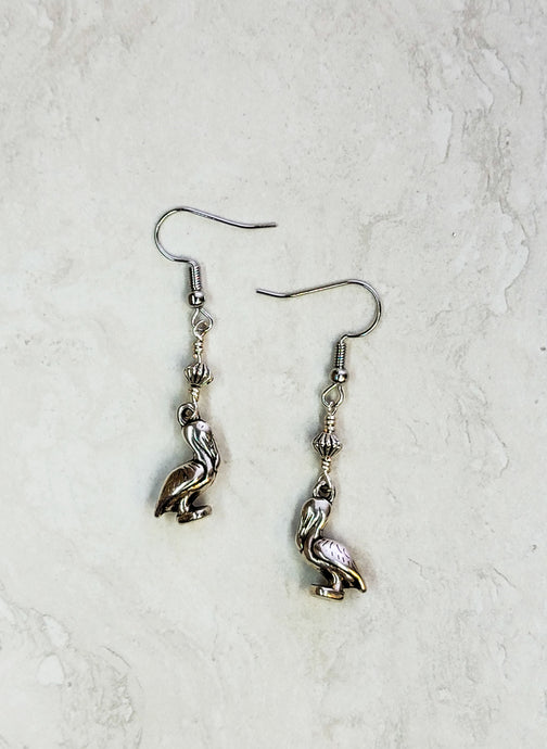 Pelican Earrings - Silver - One Of A Kind