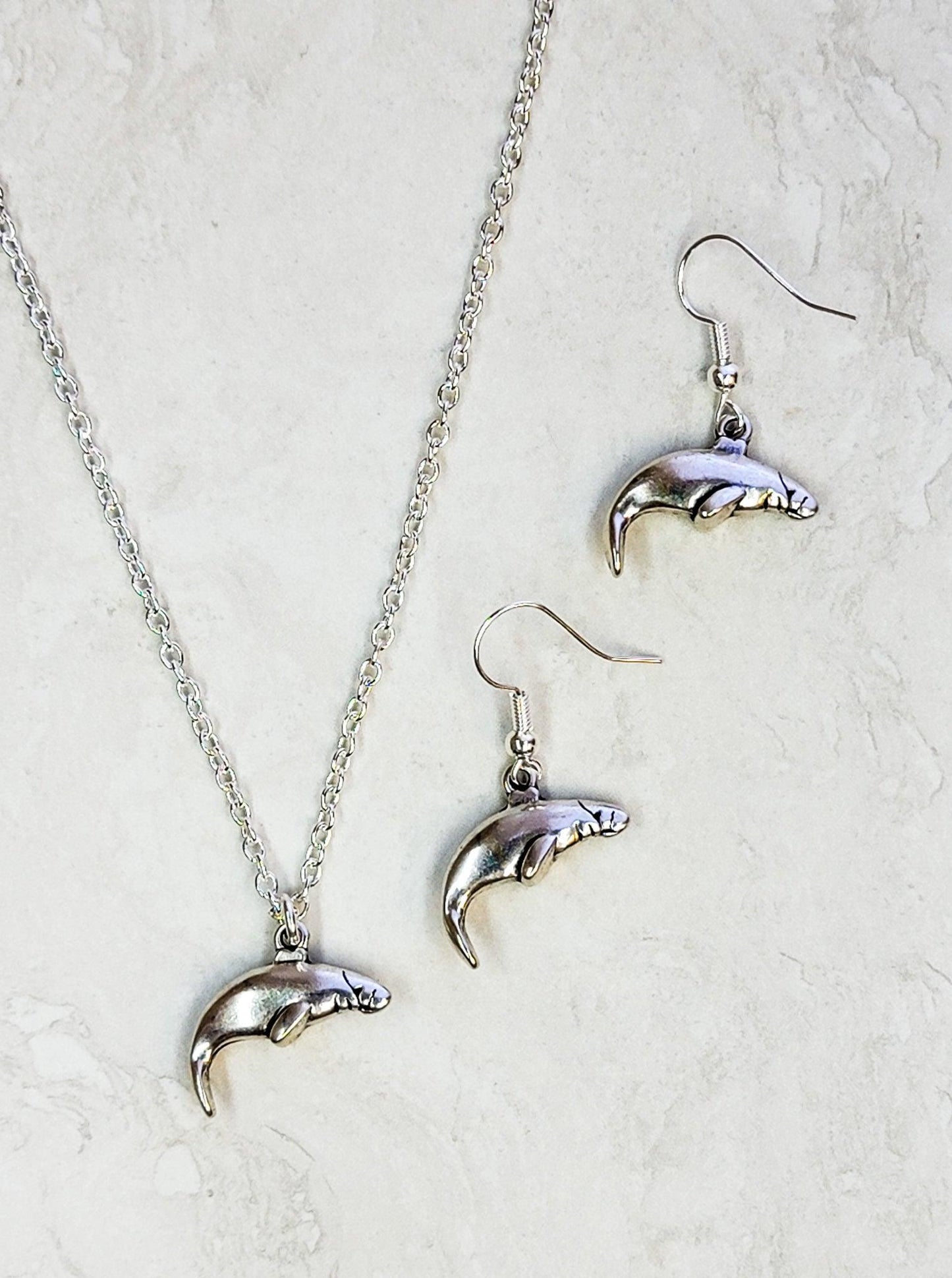 Manatee Necklace - Silver Plated - One Of A Kind