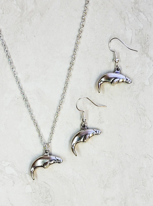 Manatee Necklace - Silver Plated - One Of A Kind