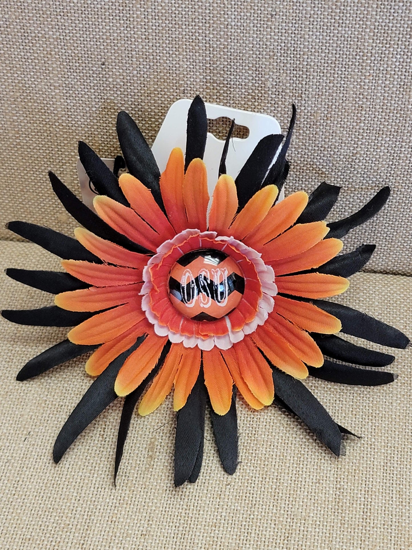 OSU Flower Hair Clip - Barrette - Handmade - One of a kind
