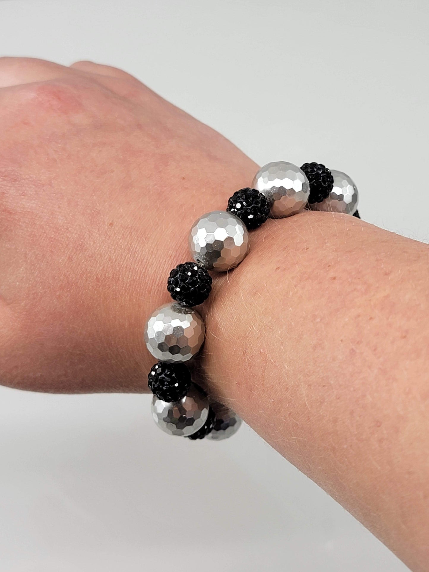 Black Sparkle & Silver Bracelet