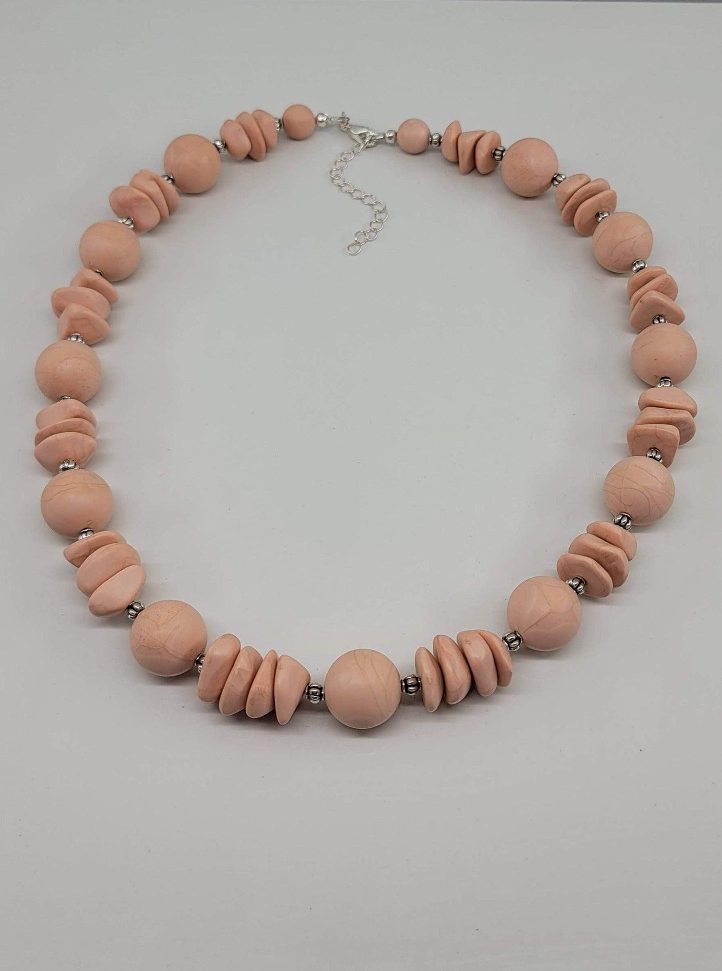 Pink Vintage Necklace With Silver Accents - One of a kind
