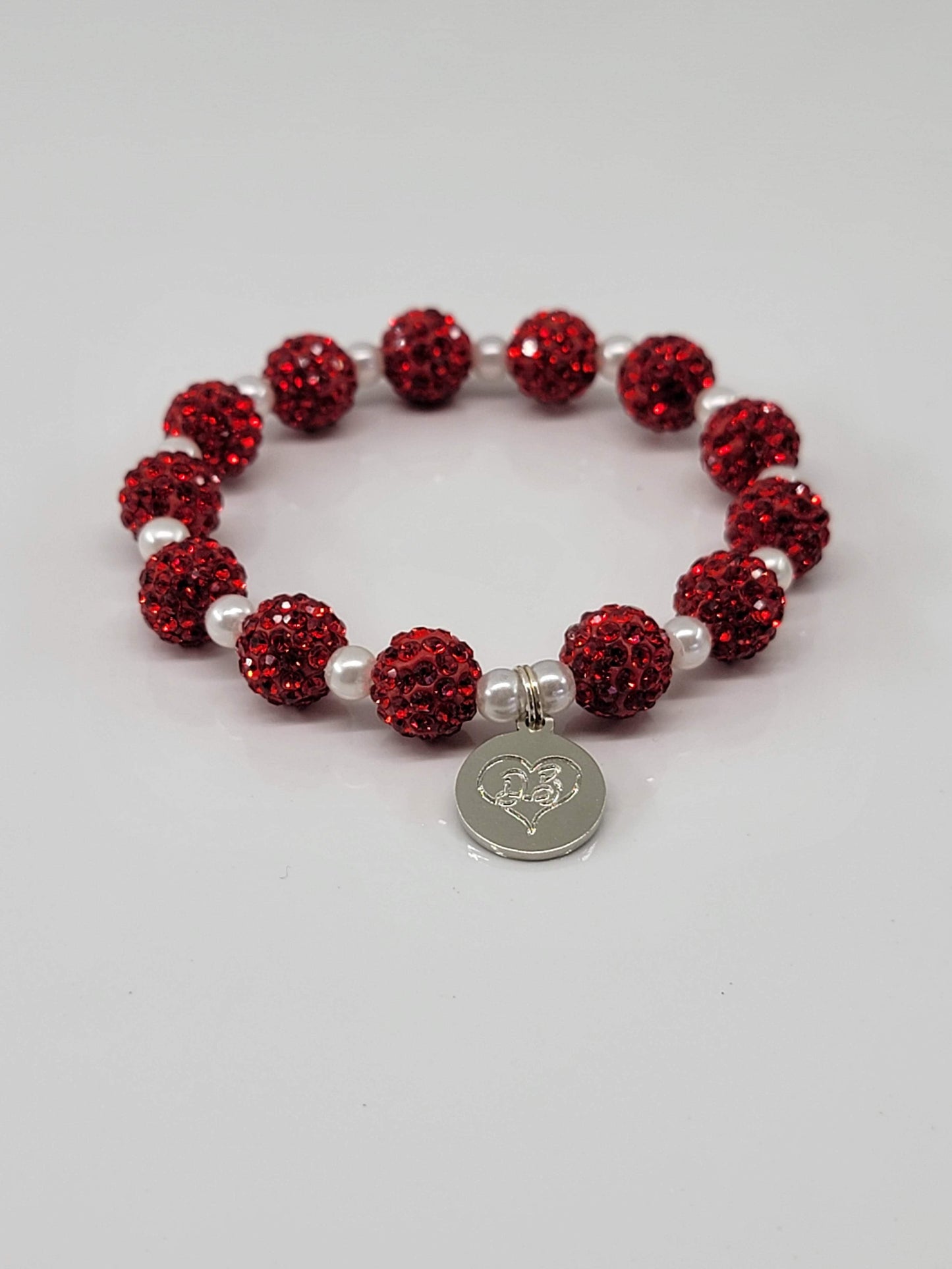 Sparkle Bracelet - Red With Tiny Pearl Accents
