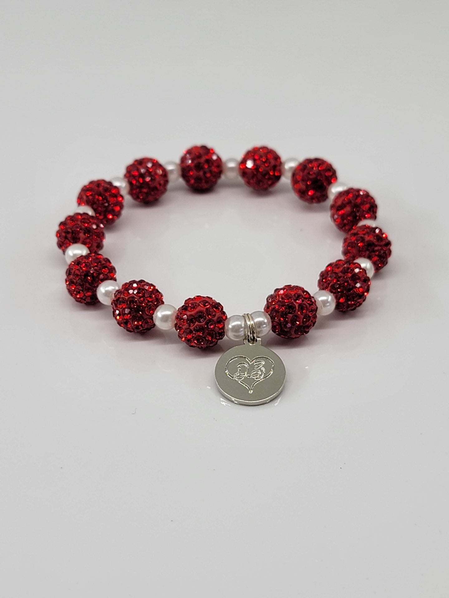 Sparkle Bracelet - Red With Tiny Pearl Accents