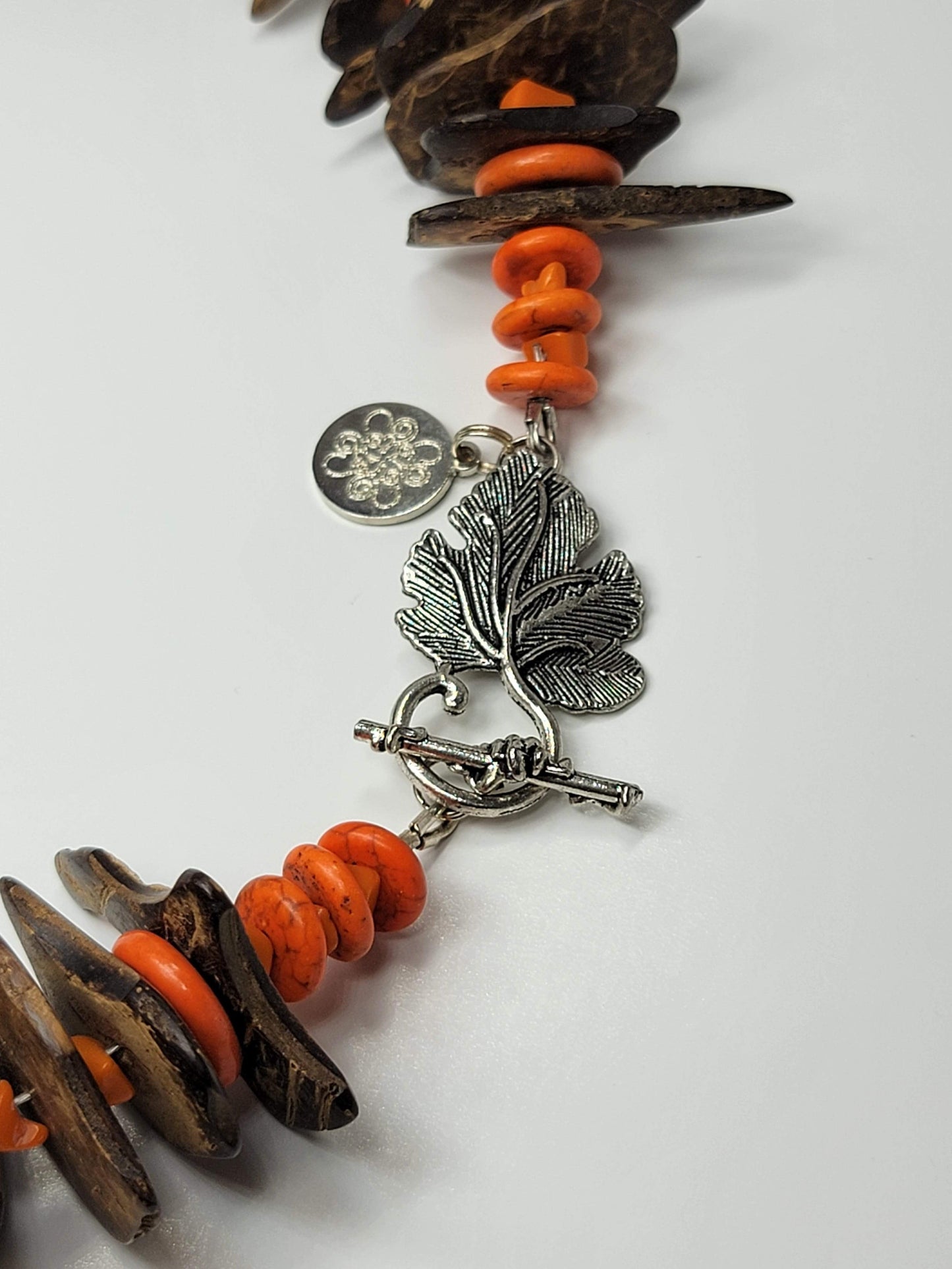 Wooden Orange Chip Necklace - One of a kind