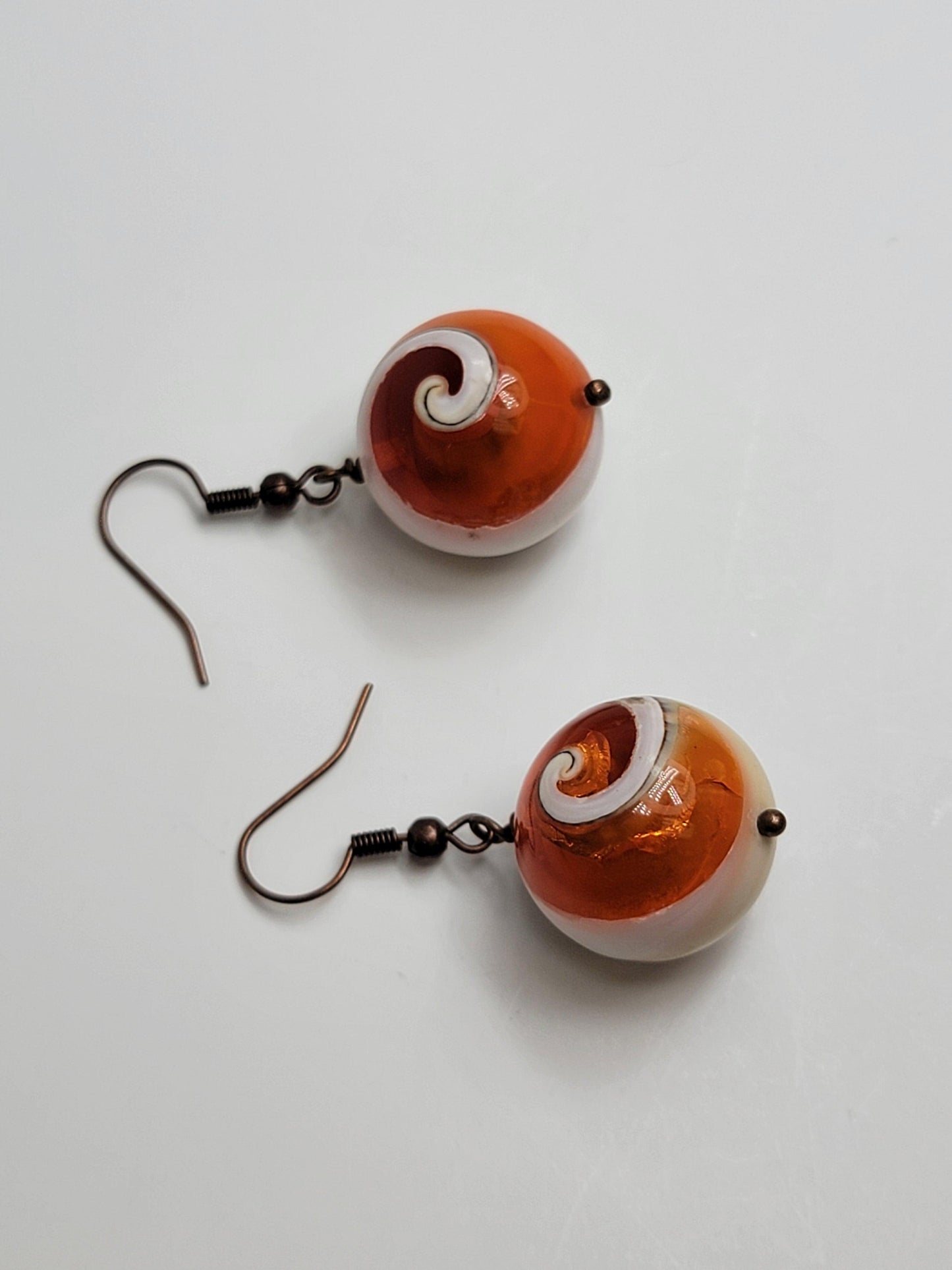 Copper Round Swirl Earrings