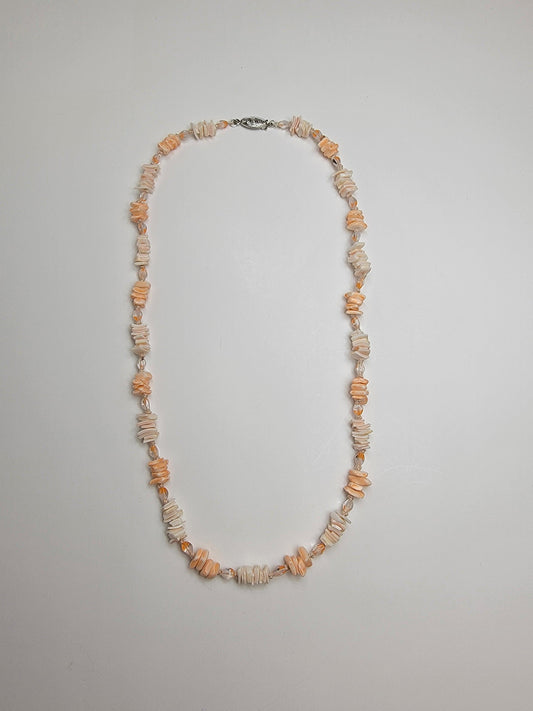 Pink Puka Shell Necklace - Handtied - One of a kind
