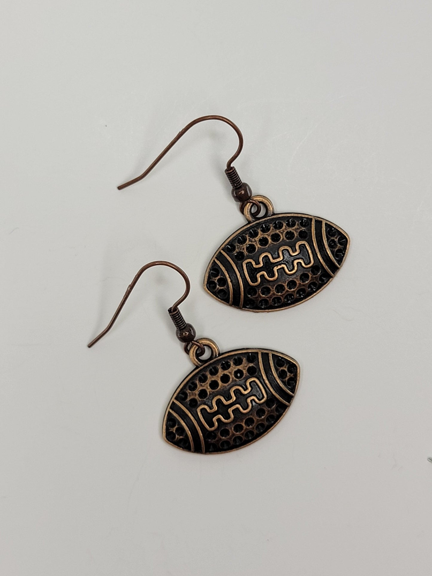 Football Earrings - Copper - Orange Sparkle Charm