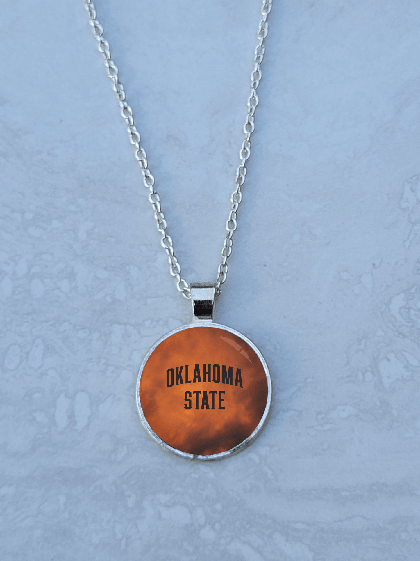 OSU, Smoke, Silver 1" Round Necklace - Made to order - Custom Length