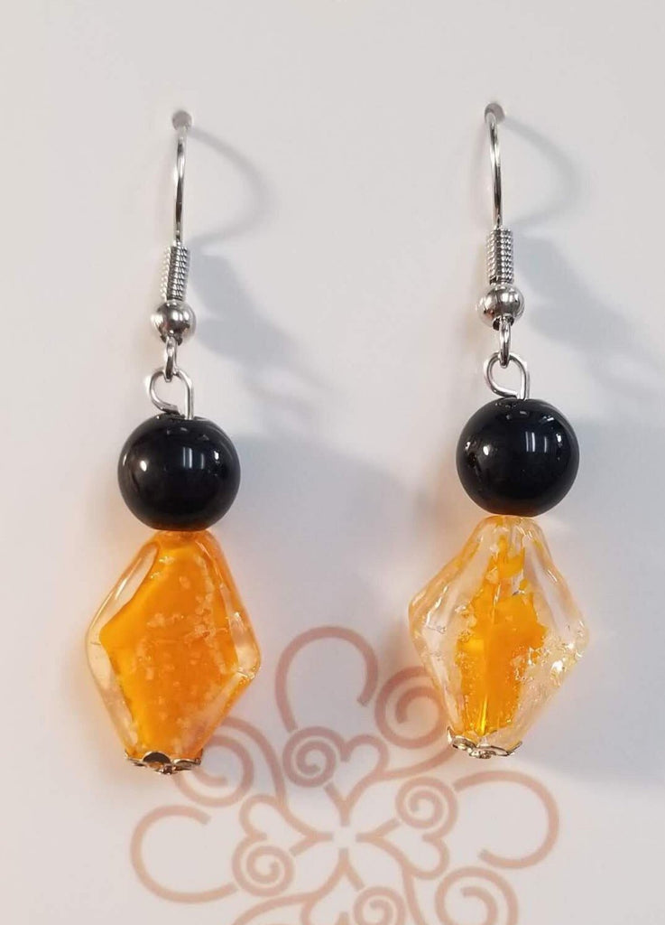 Orange Diamond Glow Earrings